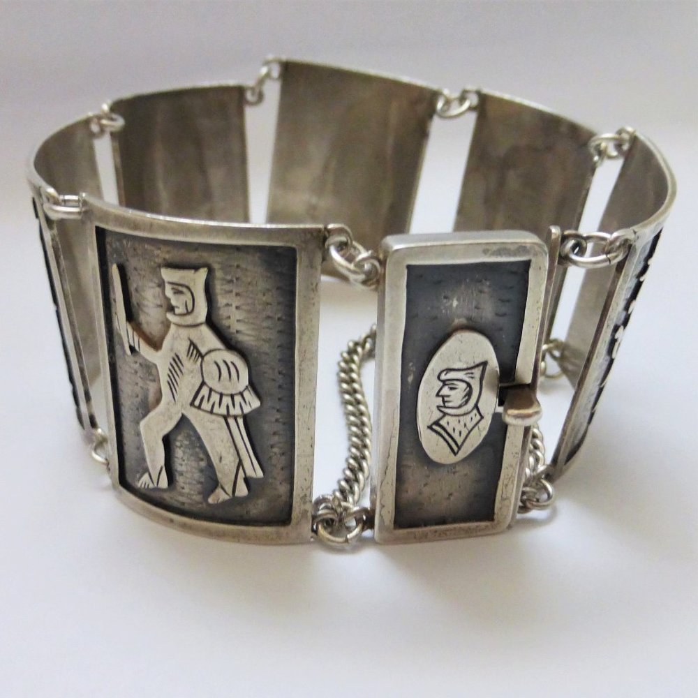 Casa Prieto Mexico 900 Silver Panel Bracelet Mayan